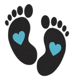 Footprint Boy Heart - Embroidery Design - FineryEmbroidery